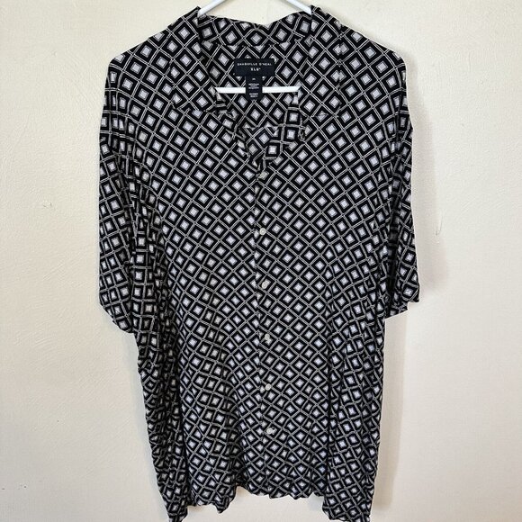 Shaquille O'Neil Mens Black & White Geometric Short Sleeve Collared Shirt Top 3X - Picture 6 of 10